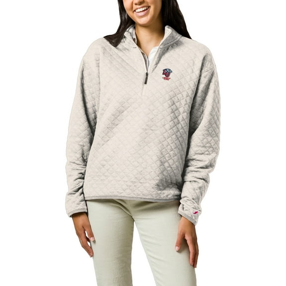 Women's League Collegiate Wear  Cream Liberty Flames Highland Quilted Quarter-Zip Pullover Top