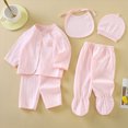thumbnail image 2 of CAUYDY Newborn Girl Coming Home Outfits Infant Boy Clothes Preemie Layette Long Sleeved Shirt Warm Hat 2Pants Bib 5 Pieces Soft Set for Unisex Baby Fall Sizes One Size,Light Pink, 2 of 6