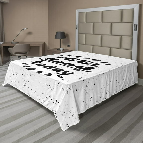 Ambesonne Saying Flat Sheet, Grunge Words Skateboard, California King, Black and White