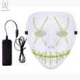 thumbnail image 3 of Gustave Scary Halloween LED Mask EL Grow Mask 3 Lighting Modes LED Light UP Creepy Face Mask for Festival Cosplay Halloween Costume Halloween Festival Party "Fluorescent Green", 3 of 13