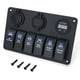 thumbnail image 1 of 6 vías LED coche barco interruptor basculante Panel USB enchufe cigarrillo voltímetro, 1 of 8