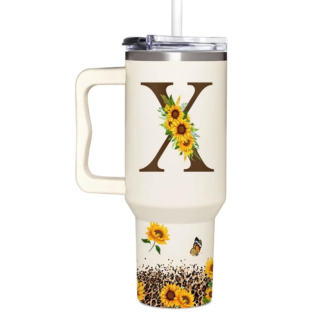 Vaso SUFAVN con diseño de girasoles con monograma, 1,2 L, para mujer