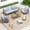 4PCS 3-Seat Sofa+Fixed Chairs-Brown, variant on HAPPATIO 4-Pc Aluminum Patio Sofa Set, Outdoor Conversation set, Loveseat, Single Sofa x2, Coffee Table, Rope Design Backrest, for Yard, Deck, Porch