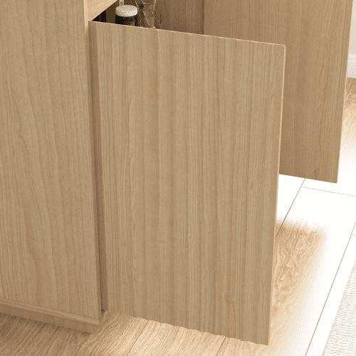 4-Door Sideboard Buffet Cabinet with Power Outlet, Wavy Texture No-Handle Accent Cabinet, Freestanding Storage Cabinet for Dining Room, Living Room, Entryway, Natural