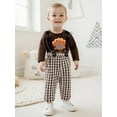 thumbnail image 4 of BemeyourBBs Baby Boy Thanksgiving Outfit Embroideried Romper with Pants 2 Pcs Set, 4 of 9