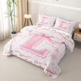 thumbnail image 3 of Catabedysis Pink Rose Initial L Bed Spread Queen,Girly Bowknot Abc Themed Queen Coverlet Set For Girls,3 Pieces, 3 of 7