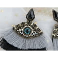 thumbnail image 3 of Multicolor Rhinestone Evil Eye Boho Dangle Tassel Earrings Wedding Party, 3 of 6