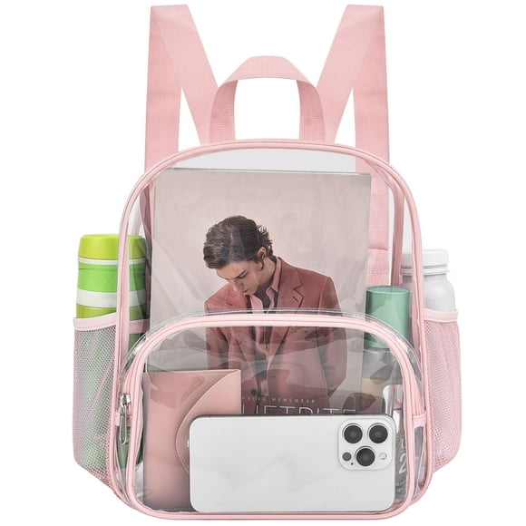 Mochila transparente Busiuw para eventos en estadios de 30 x 30 x 15 cm (rosa)