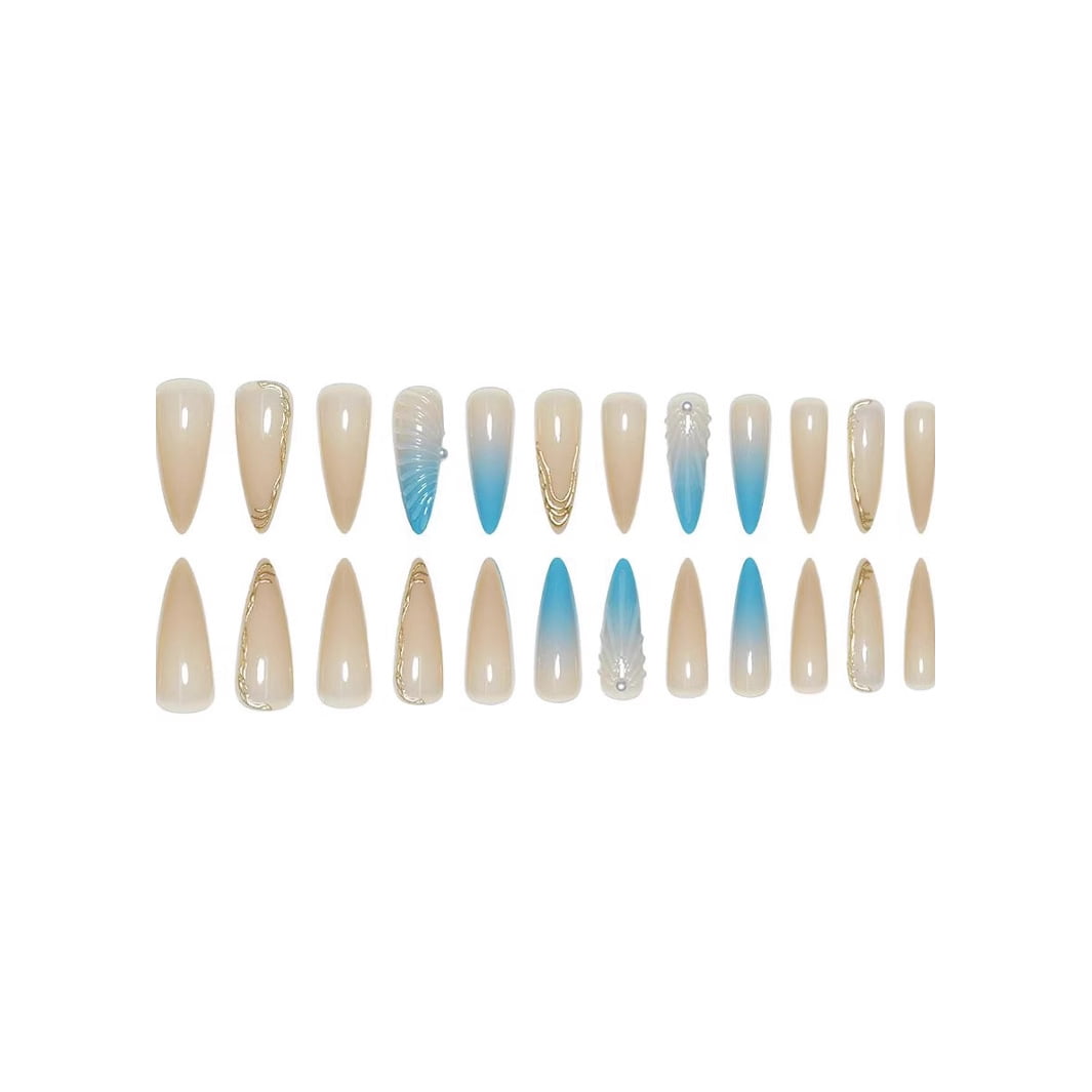 Cross-border hot sale almond 3D three-dimensional shell sweet pearl wearing armor removable fake nail finished product wholesale