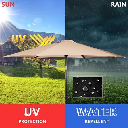 10ft Patio Umbrella 6 Ribs Market Steel Tilt W Crank Outdoor Garden Beige Walmart Canada