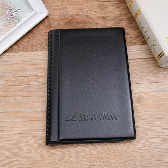 OUNONA Black PVC Business Card Holder with 240 Slots for Card Storage and Organization