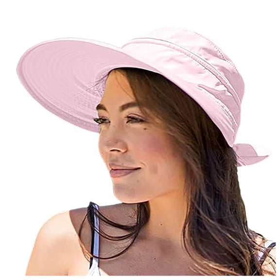 FUZHIQ Women's Wide Brim Sun Visor Hat with Bow, UV Protection Foldable Beach Hat, Lightweight Summer Hat for Travel, Golf, Outdoor Activities