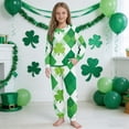 thumbnail image 1 of Conjuntos de blusa y camisa de manga larga con cuello redondo. Conjunto de camisa y pantalón de manga larga con estampado del Día de San Patricio para niños y niñas. Top y pantalón para niña., 1 of 9