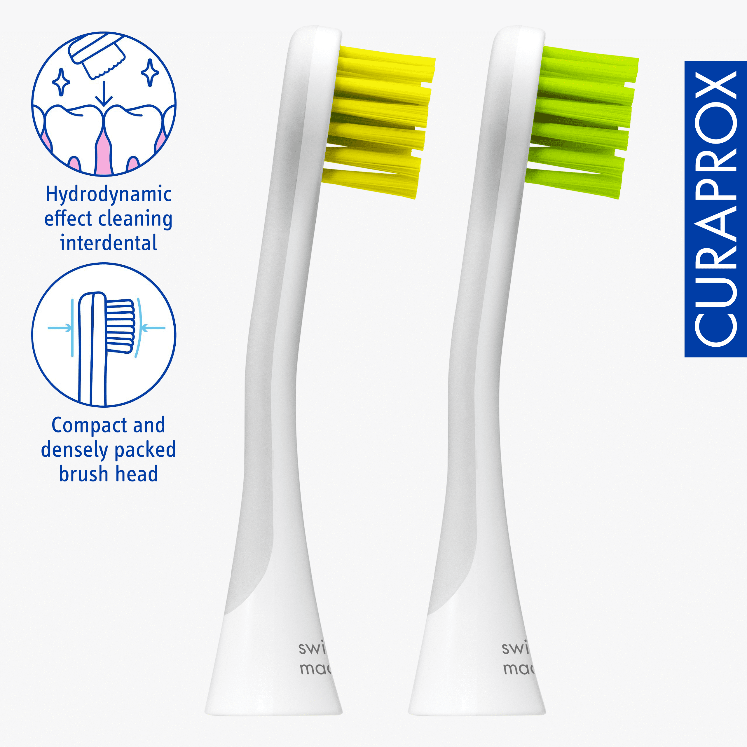 Curaprox Hydrosonic Brush Head Sensitive yellow/green, 2 pcs