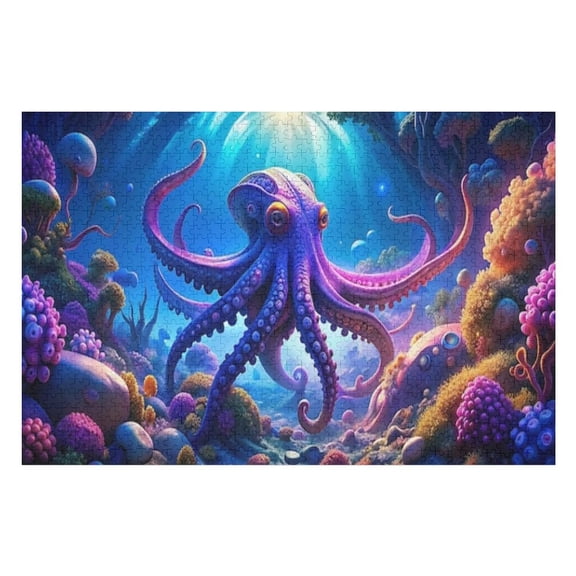 Puzzles for Adults 300 Pieces - Beautiful Giant Octopus Around Beautiful Colorful Coral Funny Jigsaw Puzzles Learning & Fun Educational Toys Gift