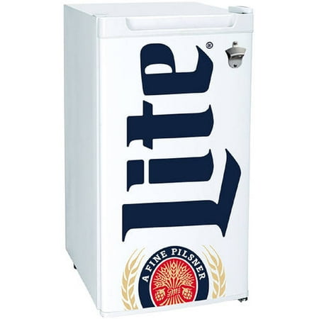 Miller Lite 3.2 Cubic foot Mini Bar, Dorm, Home Beverage Cooler Fridge Refrigerator, White