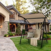 Costway 2-Seat Patio Swing Porch Swing with Adjustable Canopy for Garden Dark Beige
