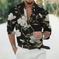 thumbnail image 3 of Camisas Y Playeras Camisas florales hawaianas para hombre, con botones, para vacaciones tropicales, playa, trajes de verano (Black, XXL), 3 of 4