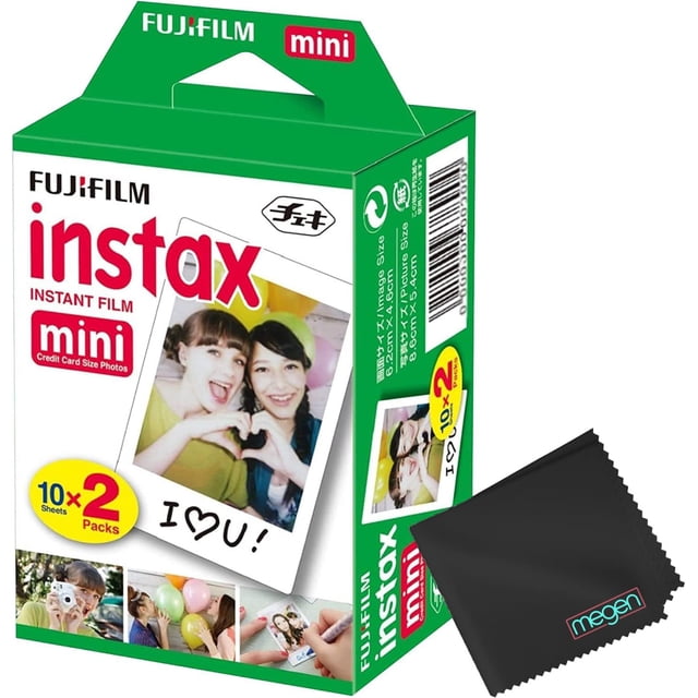 Película instantánea Fujifilm Mini (blanca), 20 hojas para minicámaras