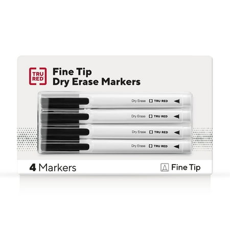 UPC: 0718103316484 | TRU RED Pen Dry Erase Markers Fine Tip Black 4/Pack TR54560
