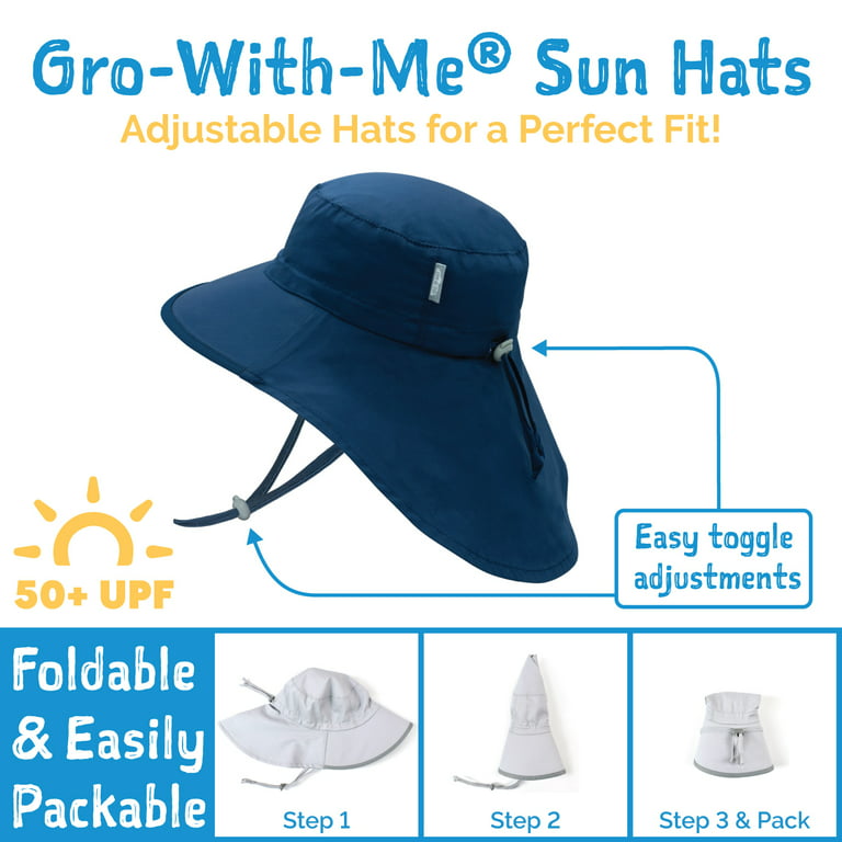 Jan & Jul Kids' Sun-Hats for Boys Girls, UV Protection, Adjustable for Growth (xl: 5-12 Years, Navy with Navy Trim), Kids Unisex, Blue