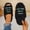 Black, variant on Womens Slide Slippers Plush Terry Open Toe Embroidered House Shoes White,Size 5.5-6