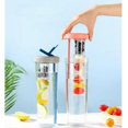 thumbnail image 2 of Fruit Infuser Water Bottle with Foldable Straw, Leakproof and Shatterproof Pink/Yellow, 2 of 5