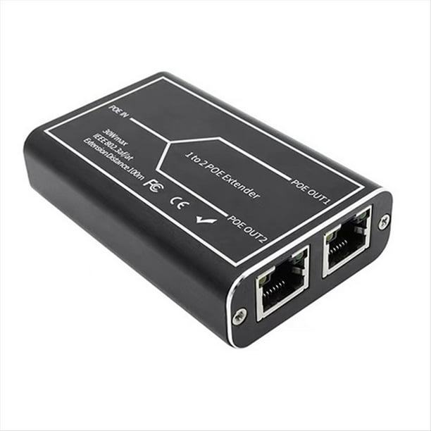 Extensor Gigabit POE 2 Puertos 1000M Repetidor de Conmutador de Red 30W IEEE802.3Af/At Plug&Play para CáMara IP NVR con Conmutador PoE