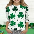 thumbnail image 2 of St.Patricks Day Shirts Kids Crew Neck 3/4 Sleeve Festival Print Pullover Tops Casual Loose Holiday Party Tees (11 Years, Green-P), 2 of 6