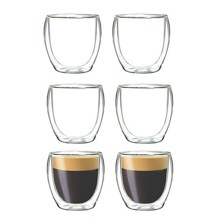 

6-Piece Espresso Cup Double-Layer Insulated Cup Glass Coffee Cup