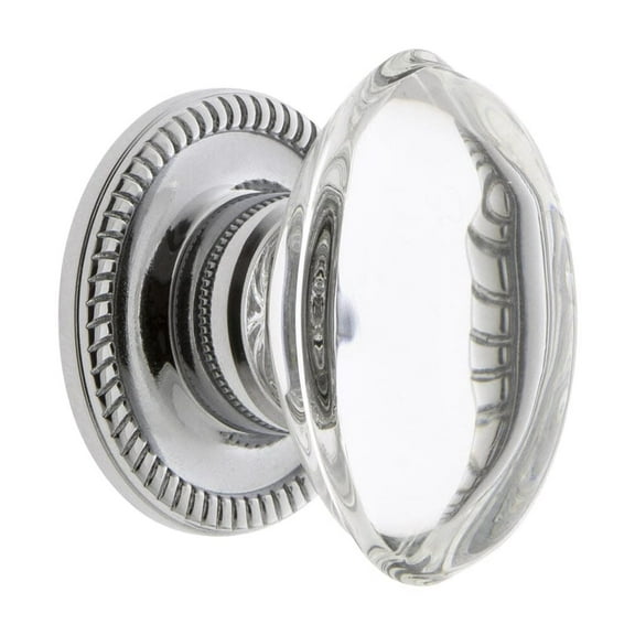 Grandeur Prov-Crys-Knob-Newp Provence 1-3/4" Solid Crystal Vintage Oval Cabinet Knob -
