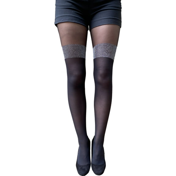 Black Silver Illusion Thigh High