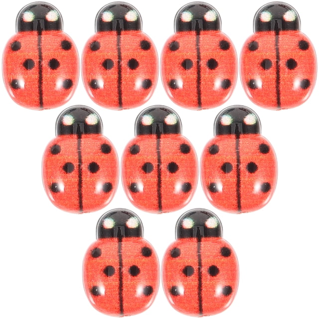 SHISUYAN 50pcs Ladybug Charm Mini Resin Charms Tiny Resin Insect Animals Mini Ladybugs for Crafts