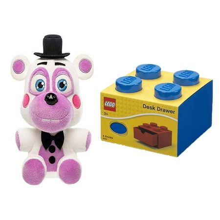 Five Nights at Freddy's Pizza Simulator - Helpy Collectible Figure + Desk Drawer 4 knobs Stackable Storage Box Blue, Pack of 2