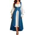 thumbnail image 2 of Renaissance Costume Women Medieval Dress Renaissance Pirate Dresses Blue XXL, 2 of 7