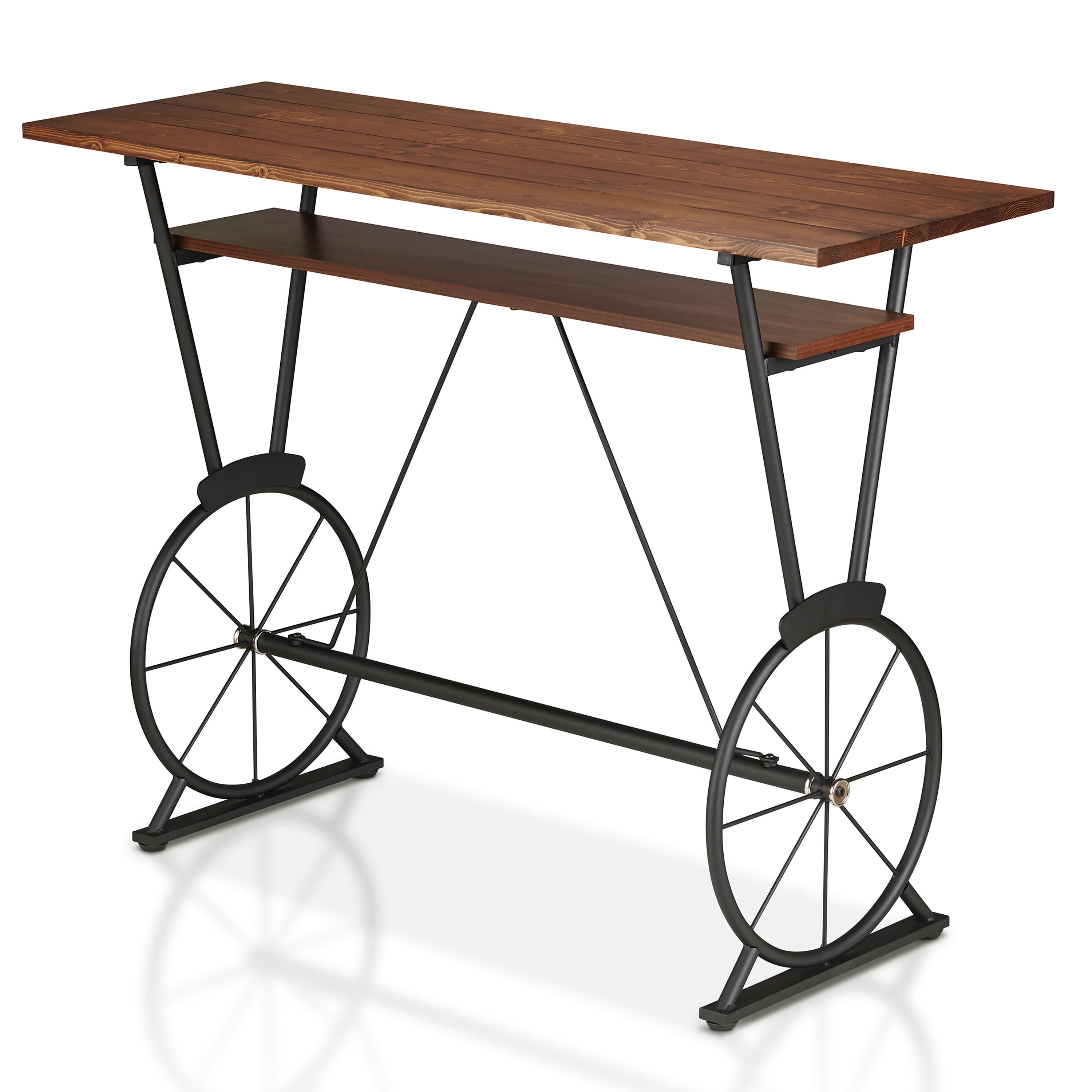 Lodz 1-Shelf Metal Bar Table, Toasted Barnwood and Black