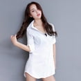 thumbnail image 3 of Women's Shirt Dress V Neck Long Sleeve Loose Casual Front Button Blouses Tops,S-5XL, 3 of 8