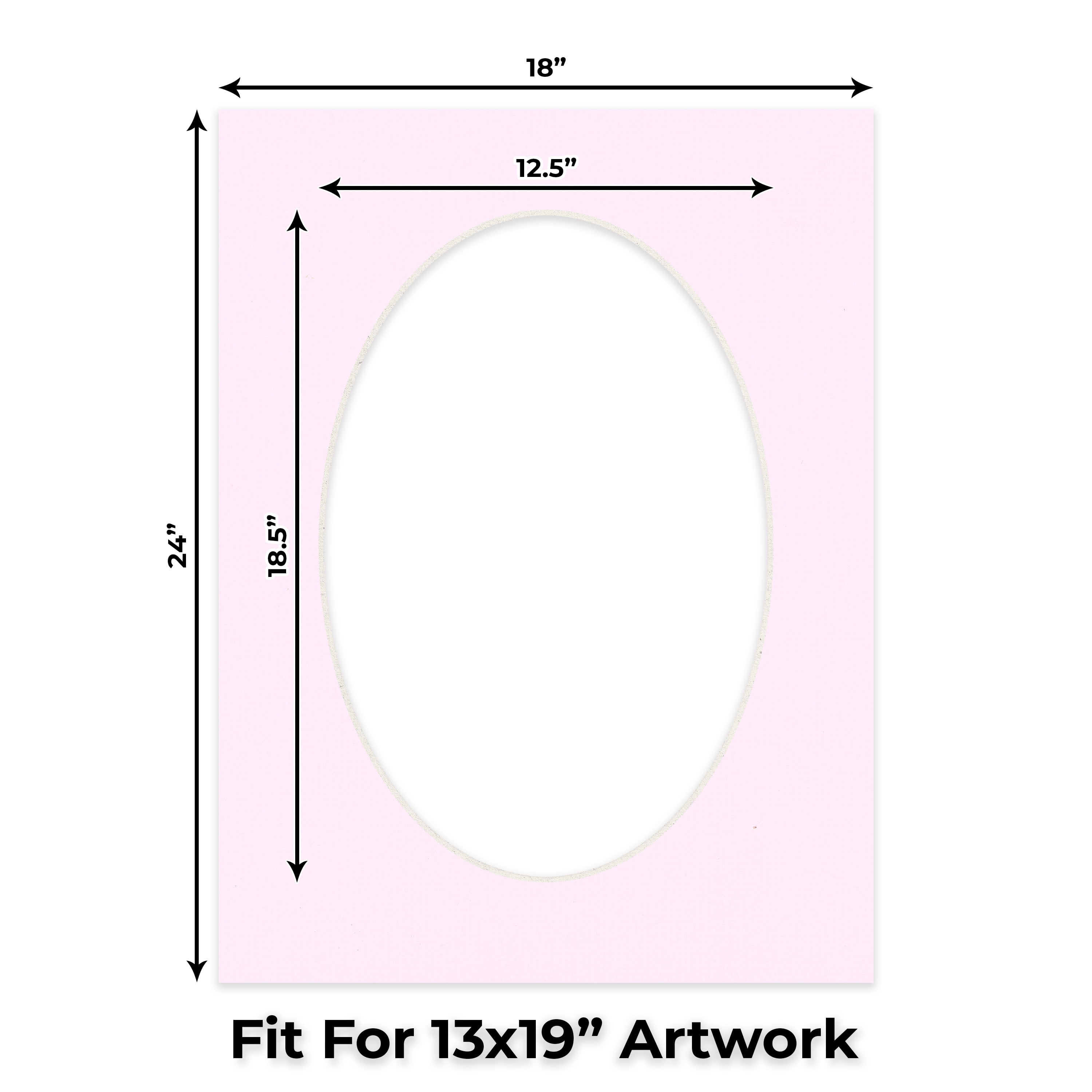 Hollyhock Pink Picture Frame Mat for 18x24 Frames - Oval Opening for 13x19 Photos - 10 Mats