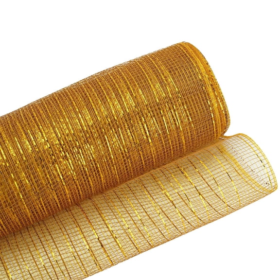 Deco Mesh, 10 Inch x 30 Feet Decor Mesh Ribbon with Metallic Foil Deco Mesh Wreath Supplies Ribbon Mesh Roll for Spring Wreaths, Swags, Craft, Party Decoration, 1 Roll