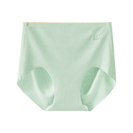 

High waist ice silk seamless panties womens pure cotton crotch briefs
