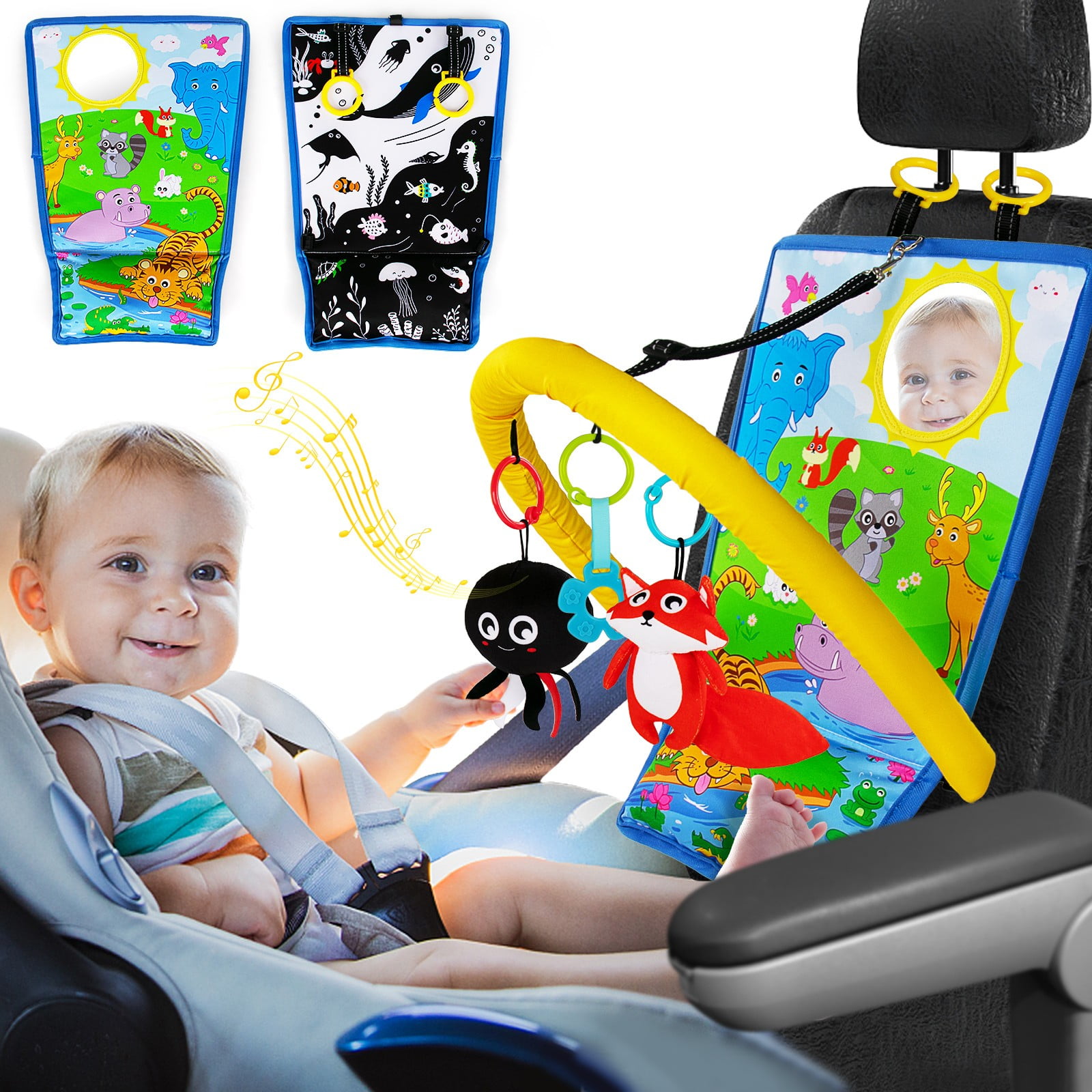 Car Seat Toys for Babies 0-6 Months, Rear facing Car Seat Arch toy with  Music