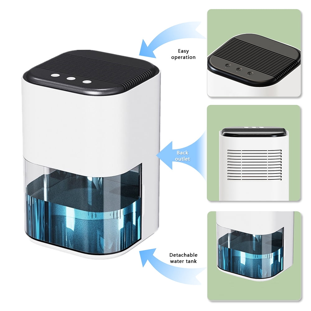 Dehumidifier for Home, 67.6 oz Water Tank, Portable Dehumidifier Quite Operation Auto Shut-Off Colorful LED Light for Room Bedroom, White