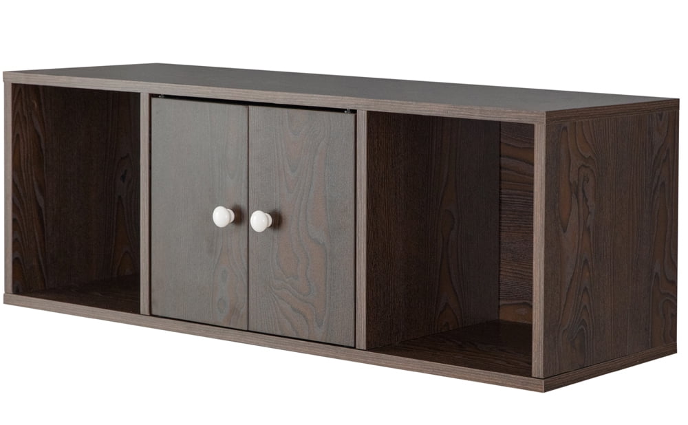 Wall Mounted Computer Floating Hutch, Brown