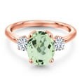 thumbnail image 3 of Gem Stone King 18K Rose Gold Plated Silver Ring Prasiolite Moissanite (2.86 Cttw), 3 of 7