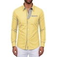 thumbnail image 5 of Daiosportswear Men's Casual Long Sleeve Dress Shirts Business Slim Fit Beach Yoga Shirt Button-Down Collar Blouse with Pockets Yellow XXS, 5 of 7