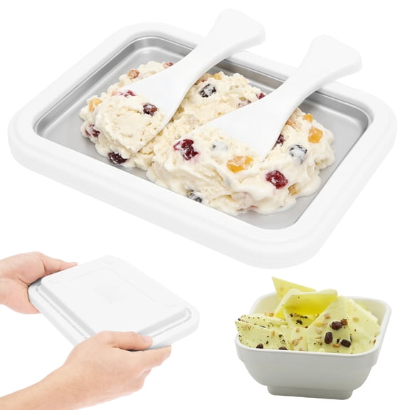 Rolled Ice Cream Maker Kit At Home Rolled Ice Cream Tray with 2 Scrapers DIY Homemade Frozen Yogurt Machine for Kids Families and Parties