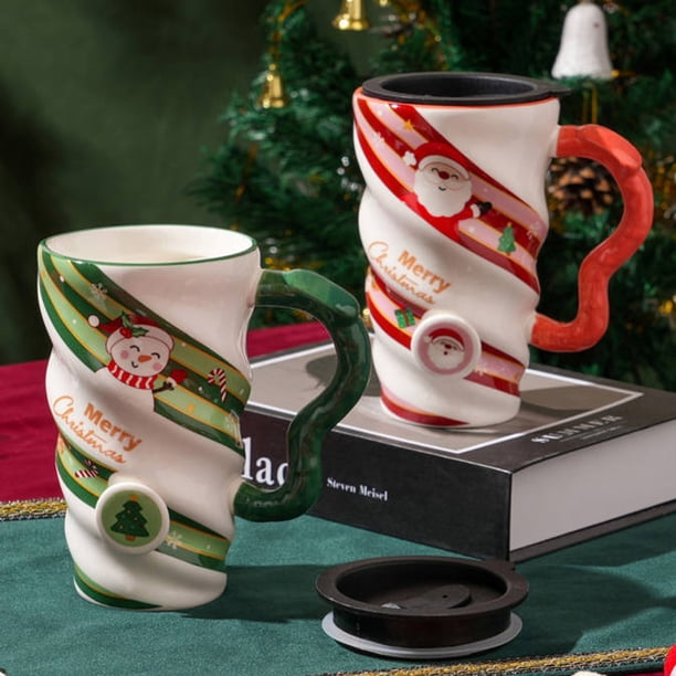 ¡Descuento del Día!, Taza de cerámica con rosca navideña, taza de agua de gran capacidad, taza de café Akmoler