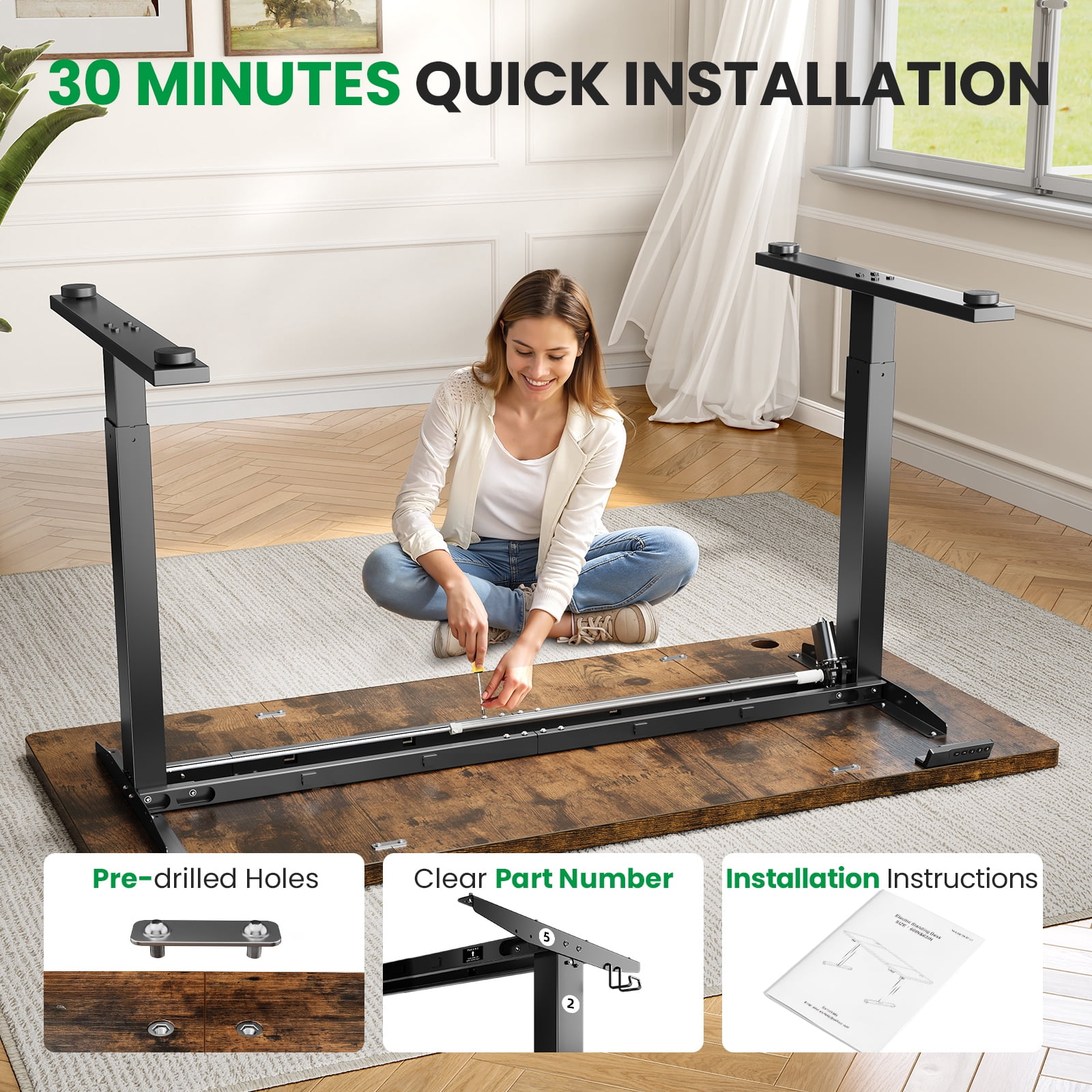 Standing Desk – 1" Thickened Desktop & Heavy-duty Frame, Adjustable Height Electric Desk With Memory Controller