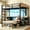 Brown + Black, variant on Torveric Bunk Bed with Hall Tree Twin Over Twin, L-Shaped Gaming LED Bunk Bed with Desk and Storages, Small Space Apartment Furniture Gift Black