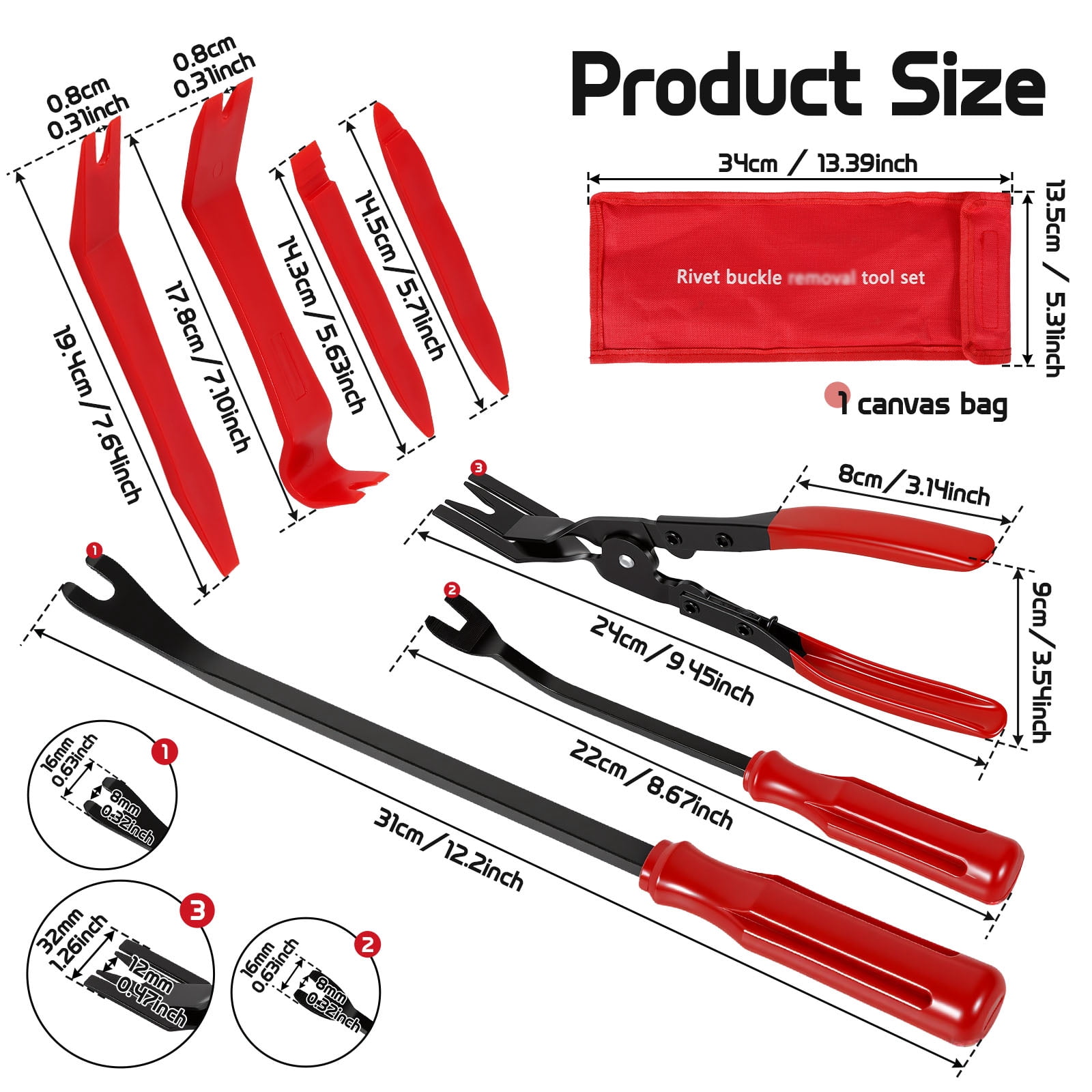 HKJUNFEI 7Pcs Car Trim Removal Tool Versatile Removal Tool with Ergonomic Design Car Door Panel Pry Tool for Rivet Dashboard Molding